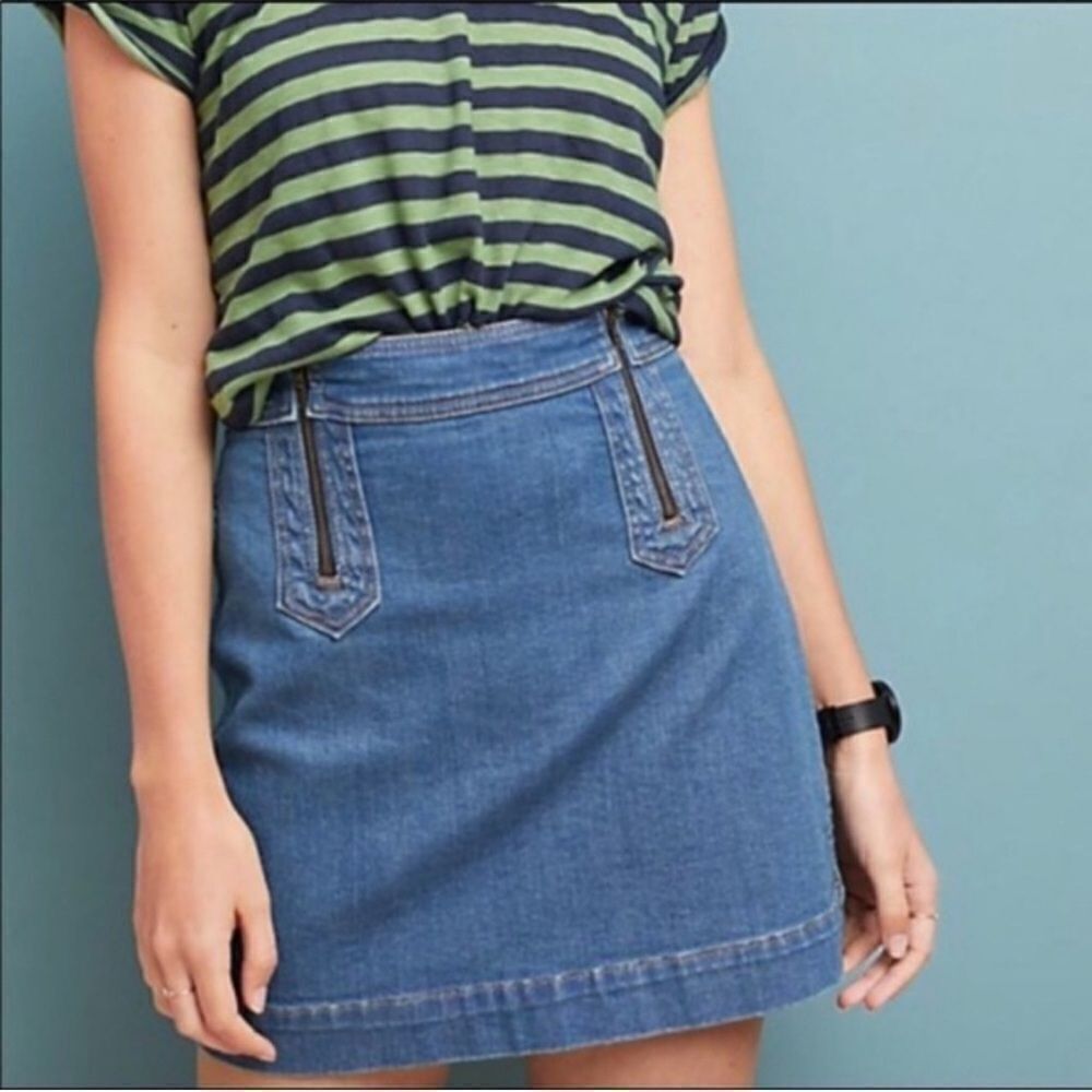 Pilcro & the Letterpress Denim Zipper Jean Skirt Size 4